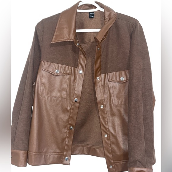 Brown Leather/Cloth Jacket - Picture 2 of 2